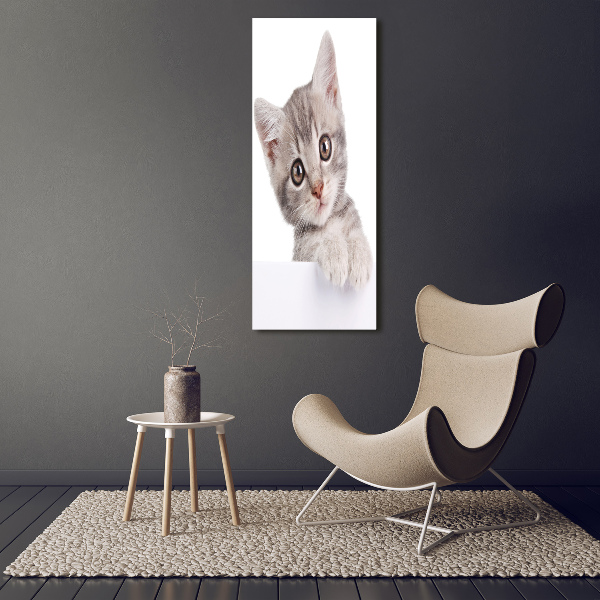 Fotografía en lienzo vertical gato gris