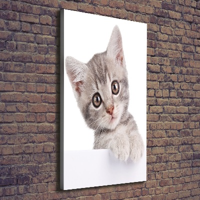 Fotografía en lienzo vertical gato gris