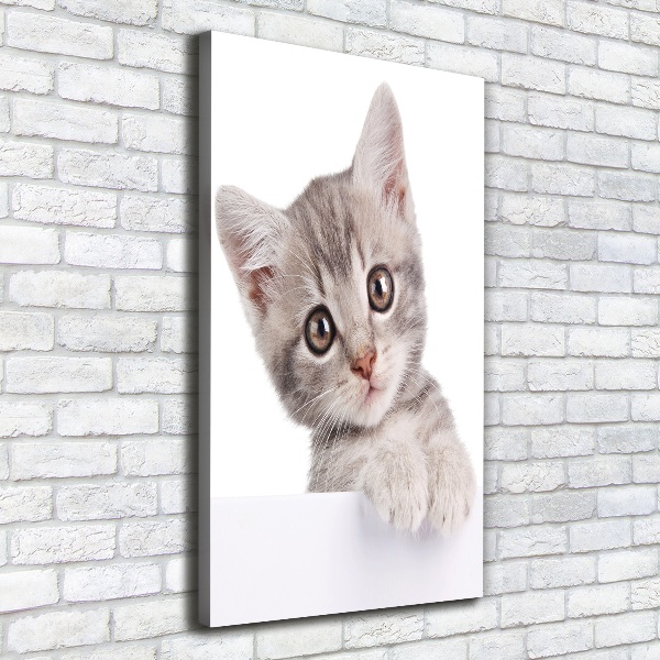 Fotografía en lienzo vertical gato gris