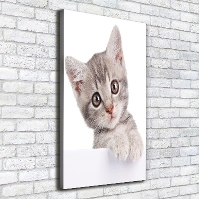 Fotografía en lienzo vertical gato gris