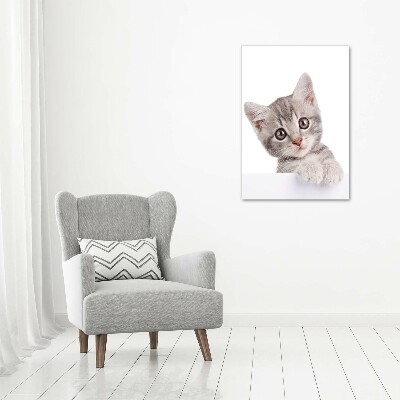 Fotografía en lienzo vertical gato gris
