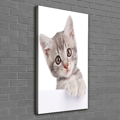 Fotografía en lienzo vertical gato gris
