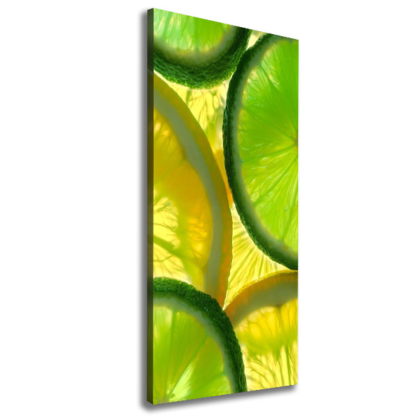 Cuadro moderno en lienzo resistente uv vertical Lima y limón