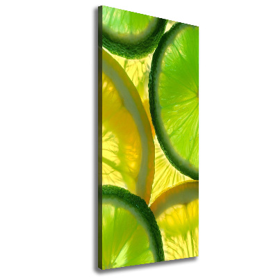 Cuadro moderno en lienzo resistente uv vertical Lima y limón