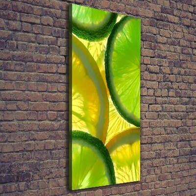 Cuadro moderno en lienzo resistente uv vertical Lima y limón