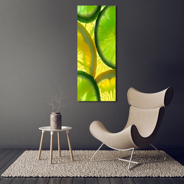 Cuadro moderno en lienzo resistente uv vertical Lima y limón