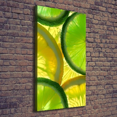 Cuadro moderno en lienzo resistente uv vertical Lima y limón