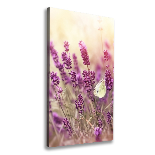 Cuadro canvas decorativo para salón vertical flores de lavanda