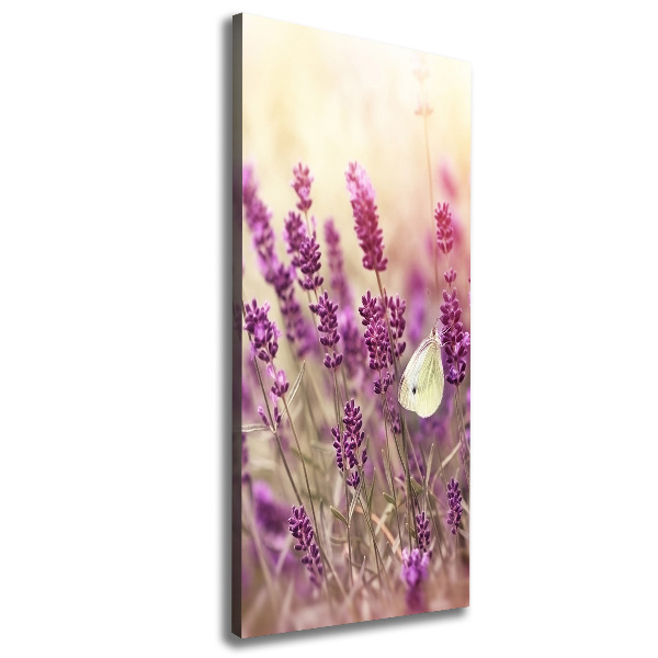 Cuadro canvas decorativo para salón vertical flores de lavanda