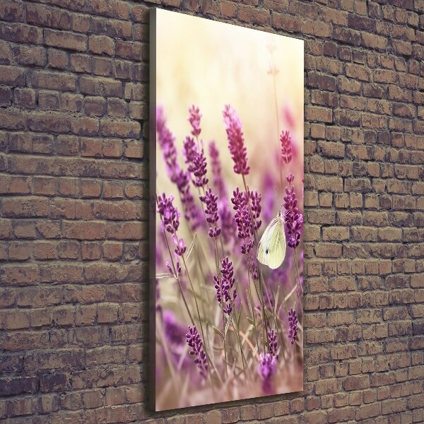 Cuadro canvas decorativo para salón vertical flores de lavanda