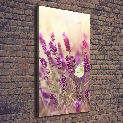 Cuadro canvas decorativo para salón vertical flores de lavanda