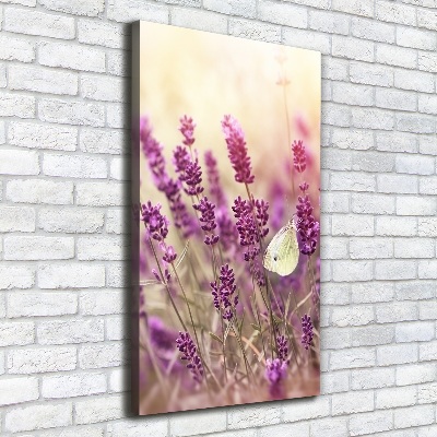 Cuadro canvas decorativo para salón vertical flores de lavanda