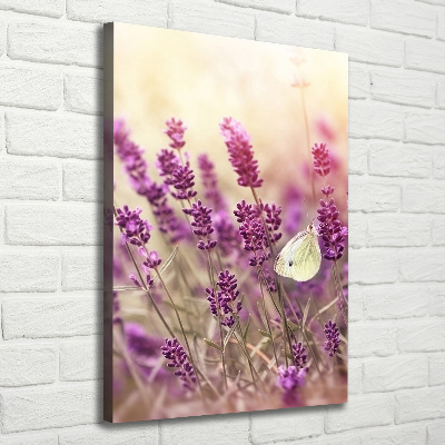 Cuadro canvas decorativo para salón vertical flores de lavanda