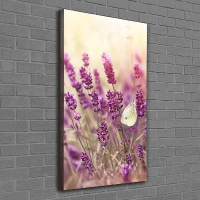 Cuadro canvas decorativo para salón vertical flores de lavanda