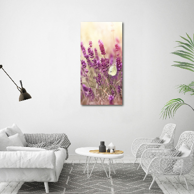 Cuadro canvas decorativo para salón vertical flores de lavanda