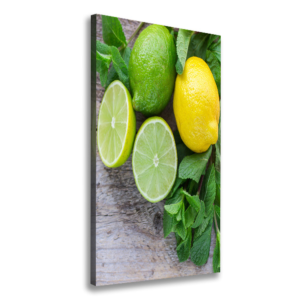 Fotografía en lienzo vertical Limas y limones