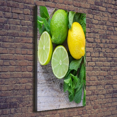 Fotografía en lienzo vertical Limas y limones