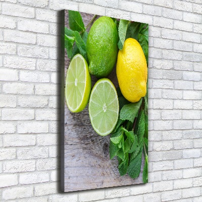 Fotografía en lienzo vertical Limas y limones