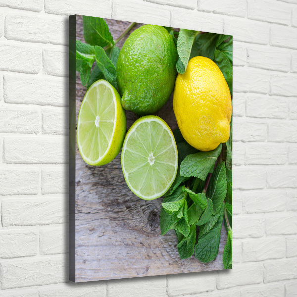 Fotografía en lienzo vertical Limas y limones