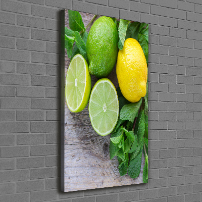 Fotografía en lienzo vertical Limas y limones