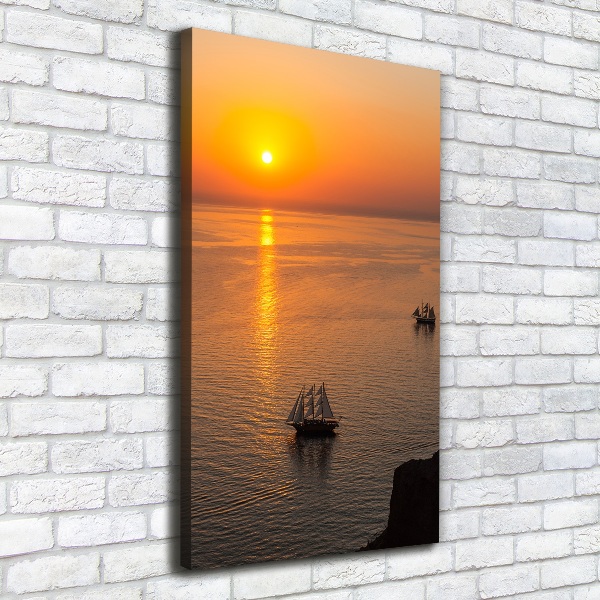 Cuadro canvas decorativo para salón vertical Mar al atardecer