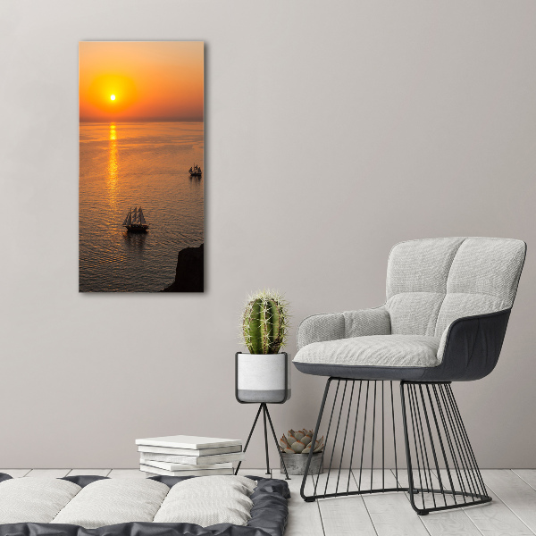 Cuadro canvas decorativo para salón vertical Mar al atardecer