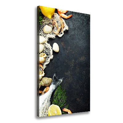 Cuadro canvas decorativo para salón vertical Mariscos