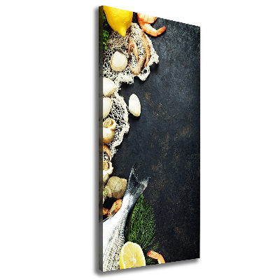 Cuadro canvas decorativo para salón vertical Mariscos