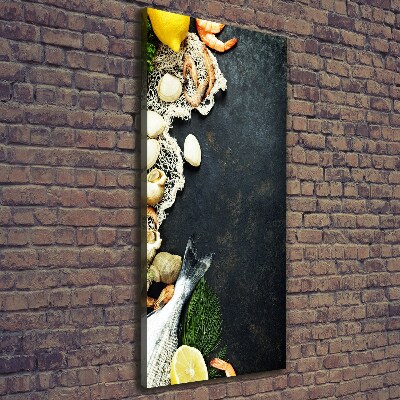 Cuadro canvas decorativo para salón vertical Mariscos