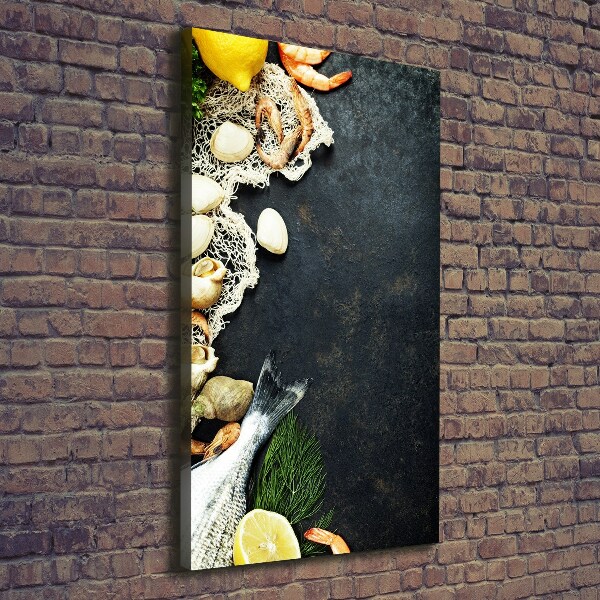 Cuadro canvas decorativo para salón vertical Mariscos