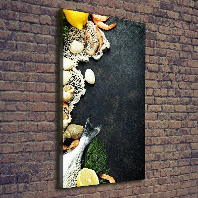 Cuadro canvas decorativo para salón vertical Mariscos