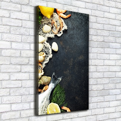 Cuadro canvas decorativo para salón vertical Mariscos