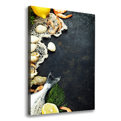 Cuadro canvas decorativo para salón vertical Mariscos