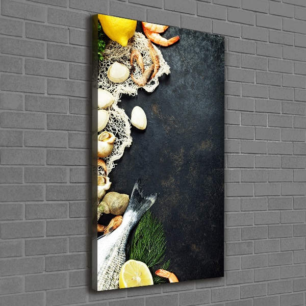 Cuadro canvas decorativo para salón vertical Mariscos