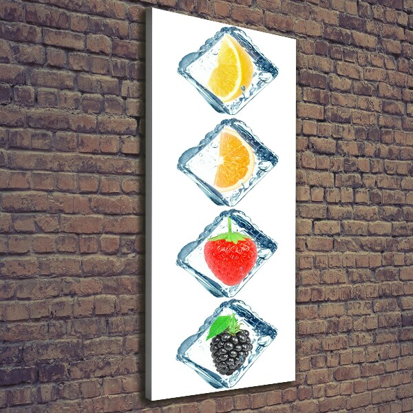 Cuadro moderno en lienzo resistente uv vertical Fruta y hielo