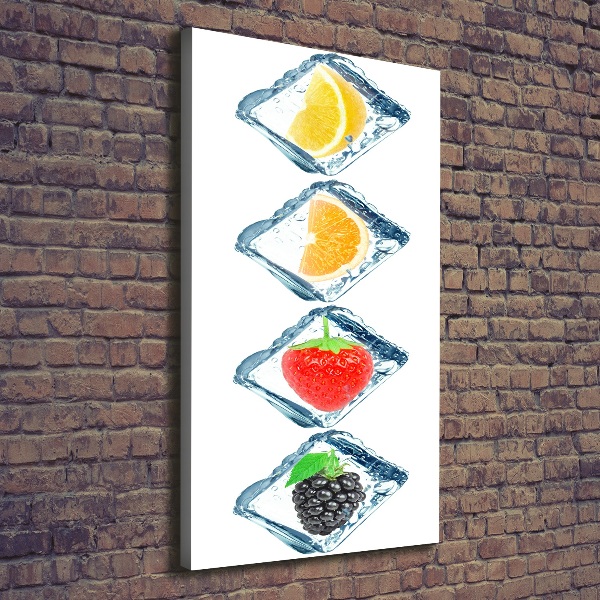 Cuadro moderno en lienzo resistente uv vertical Fruta y hielo