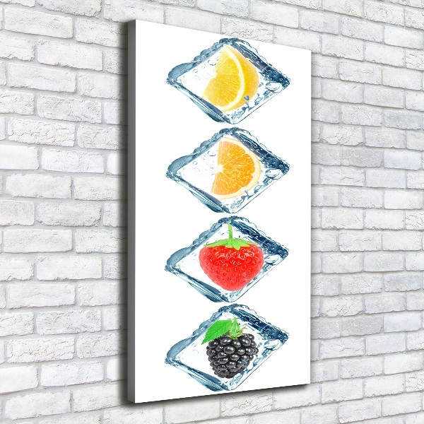 Cuadro moderno en lienzo resistente uv vertical Fruta y hielo