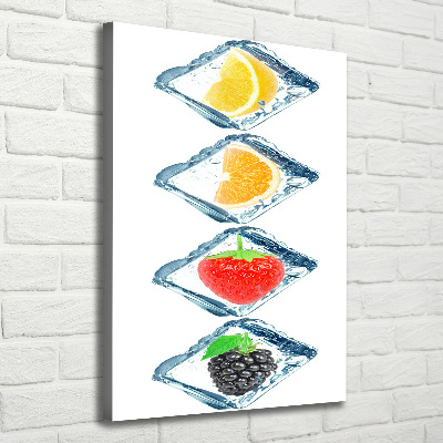 Cuadro moderno en lienzo resistente uv vertical Fruta y hielo