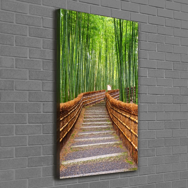 Cuadro moderno en lienzo resistente uv vertical bosque de bambú