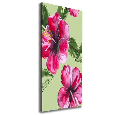 Cuadro canvas decorativo para salón vertical flores hawaianas