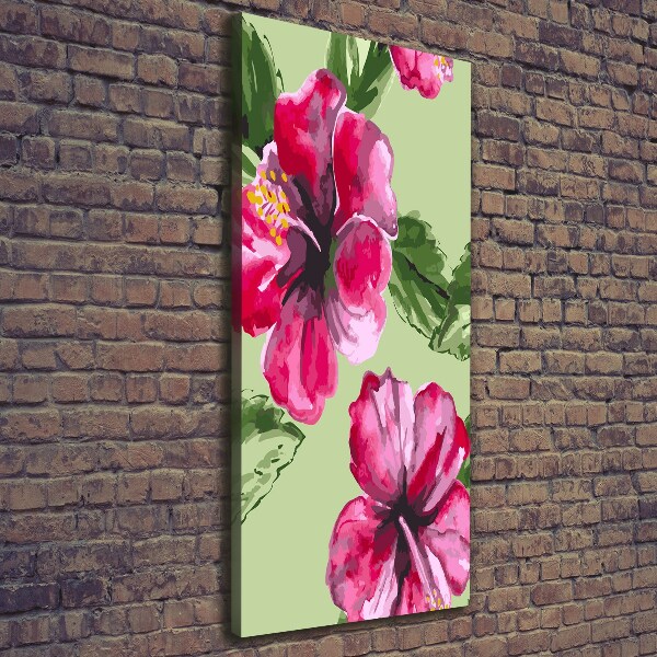 Cuadro canvas decorativo para salón vertical flores hawaianas