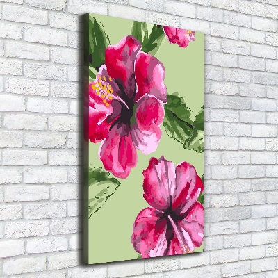 Cuadro canvas decorativo para salón vertical flores hawaianas