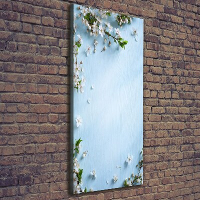 Cuadro moderno en lienzo resistente uv vertical flores de cerezo