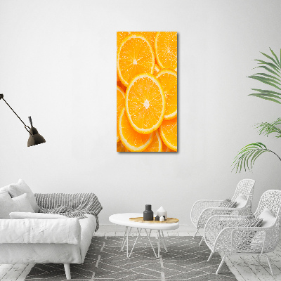 Cuadro canvas decorativo para salón vertical rodajas de naranja