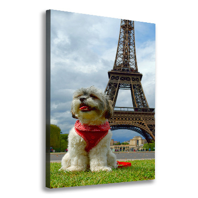 Cuadro canvas decorativo para salón vertical Un perro en París