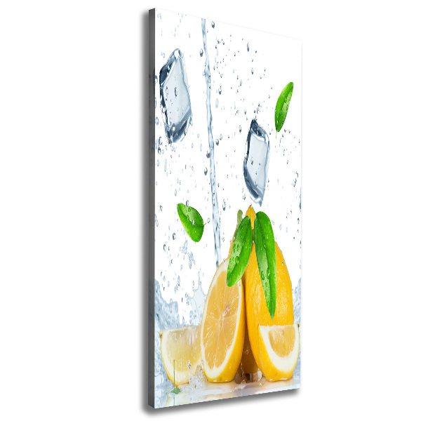 Cuadro moderno en lienzo resistente uv vertical Limón y hielo
