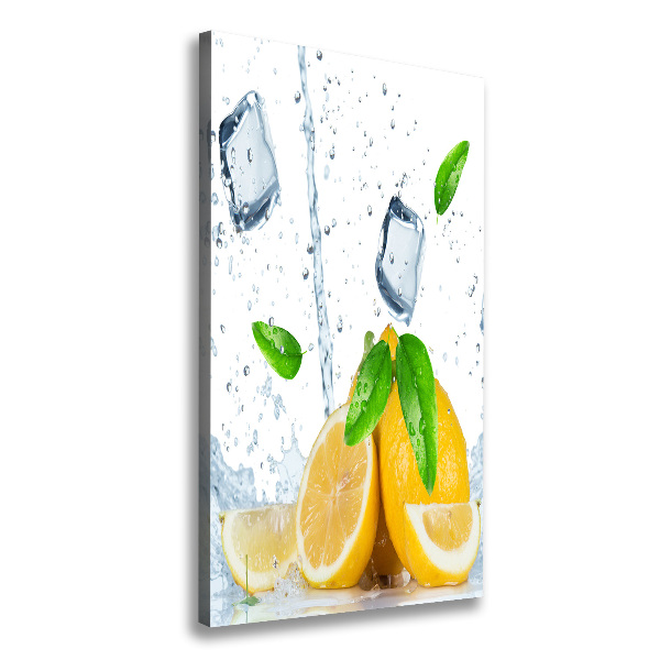 Cuadro moderno en lienzo resistente uv vertical Limón y hielo