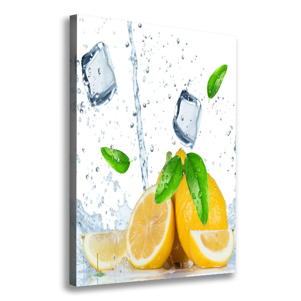 Cuadro moderno en lienzo resistente uv vertical Limón y hielo