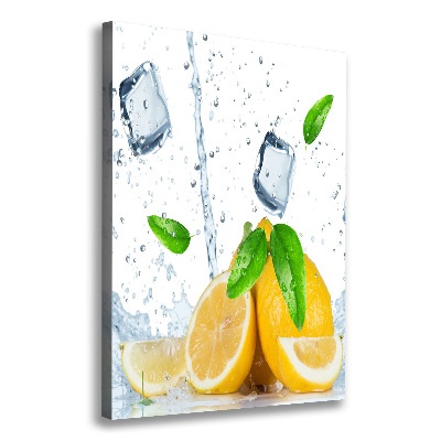 Cuadro moderno en lienzo resistente uv vertical Limón y hielo