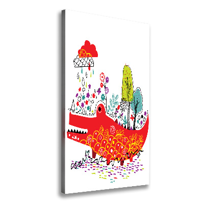 Cuadro moderno en lienzo resistente uv vertical Cocodrilo